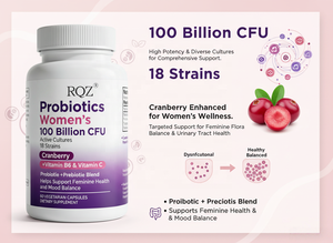 Probiotici OEM/ODM per Donne 100 Miliardi di CFU 18 Ceppi, Mirtillo Rosso + Vitamina B6 e C, Supporta la Salute Femminile e l'Equilibrio dell'Umore - Product Image 4
