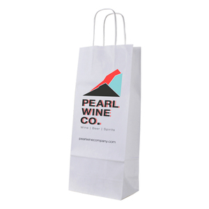 Un sac en papier kraft <span class=keywords><strong>blanc</strong></span> personnalisé pour fournisseur de bouteilles de <span class=keywords><strong>vin</strong></span> 160x80x390mm sans anses avec votre propre logo pour Noël - Product Image 2