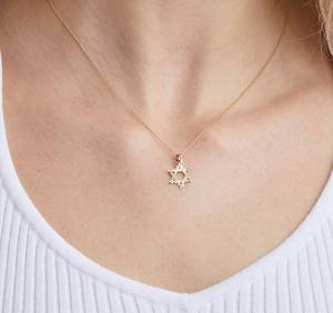 Ngôi sao vàng của David Vòng cổ <span class=keywords><strong>14k</strong></span> ngôi sao vàng rắn của David Vòng cổ jewish tối giản handmade trang sức vòng cổ cho phụ nữ - Product Image 4