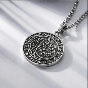Yunnique – collier avec pendentif tête de loup Viking, en acier inoxydable, bijoux cadeau à la mode pour hommes, 3x60cm - Product Image 3
