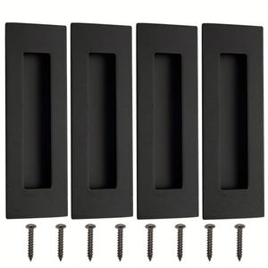 Tirador de puerta de Granero deslizante de acero/latón negro mate Industrial RHETECH, tirador de descarga de dedo Simple moderno para puertas, garajes, armarios - Product Image 3