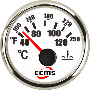 Nouveau jauges de température de l'<span class=keywords><strong>eau</strong></span> de <span class=keywords><strong>voiture</strong></span> blanc 52mm 287.4-22.4Ohm 40-120 degrés IP67 étanche 9-32V ECMS - Product Image 1