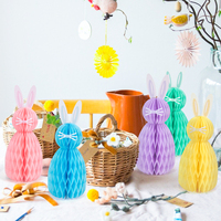 Osterhase Hasen-Wabenpapier Festliche Dekoration Frühlings-Party Tischdekoration OEM/ODM Großhandel 3 Stück