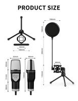 Microphone à condensateur RGB pour ordinateur portable Micro SF-666R USB pour l'enregistrement de chant Gaming Streaming Video