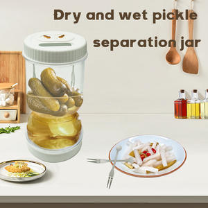 Modern <b>Plastic</b> <b>Kitchen</b> Pickles Jar With Strainer Flip Dry and Wet Dispenser for Food and Camping - Product Image 4