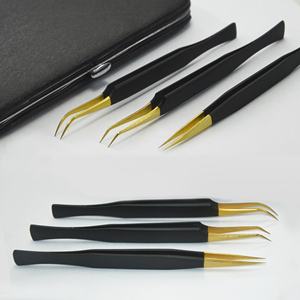 Pinzas para técnicos de pestañas con logotipo personalizable, cómodas puntas de fibra curvada, volumen estrecho, uso de belleza - Product Image 6