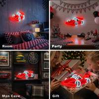 Enseigne néon LED voiture de course, décoration murale pour chambre de garçons, étanche, à intensité variable, en plastique acrylique, personnalisable, pour chambre à coucher et salle de jeux