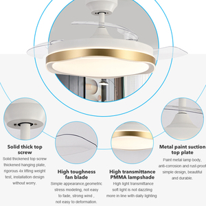 Ventilateur de plafond rétractable à LED avec télécommande BLDC de 42 pouces, lames cachées, avec lumière - Product Image 2