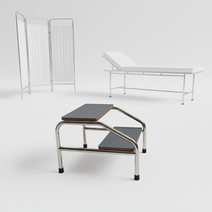 Muebles de hospital sala de examen de acero inoxidable 2 escalones taburete de pie con cubierta de goma - Product Image 4