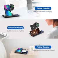 Soporte Plegable para Teléfono, Estación de Carga Rápida Inalámbrica de 15W para Teléfono, Auriculares y Reloj