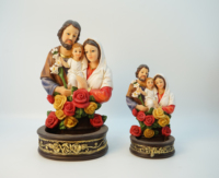 Top Grace Love Holy Family sur la fleur résine articles religieux catholique avec Pot de bougie Statue de la nativité marie et jésus