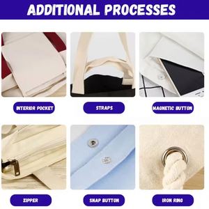 Canvas Tote Bag Custom Printed Logo Own Design With Pocket and Zipper - Product Image 5