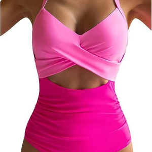 One-Piece Swimsuit Sexy Hollow-Out Women's Bikini Breathable Backless Tight Solid - Product Image 1