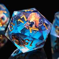 Juego de 7 Dados Poliédricos de Dragón Dorado y Laberinto, Dados de Resina Transparentes con Bordes Nítidos para Juegos de Rol de Mesa DnD