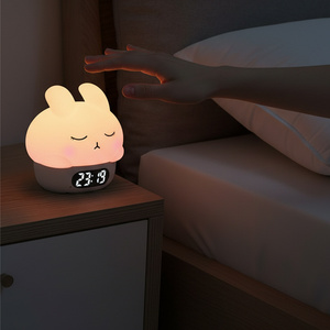 <span class=keywords><strong>Veilleuse</strong></span> avec minuterie d'arrêt automatique 10 20 30 min, lampe d'aide au sommeil rechargeable en silicone en forme de <span class=keywords><strong>lapin</strong></span>, horloge de bureau pour chambre d'enfant - Product Image 1