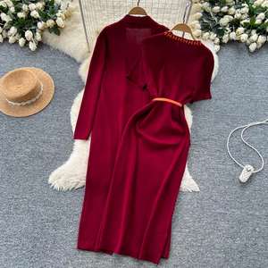 Ensemble décontracté d'hiver 2 pièces pour femme : Tunique à col rond et haut à bandage, et ensemble tricoté – Vente en gros - Product Image 4