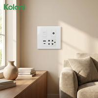 Plaque de prise murale modulaire OEM personnalisée Kolani 120, avec ports RJ45 Cat6 LAN, TV, USB A+C et prise universelle pour projets hôteliers