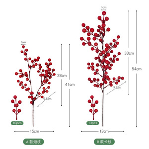 Arreglo de Flores Artificiales de Acebo Rojo de Alta Calidad, Ramas con Bayas Navideñas para Decoración Festiva del Hogar y Regreso a Clases - Product Image 2