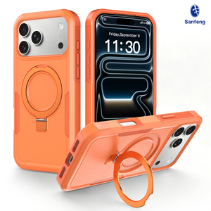 Elegante Funda Protectora Naranja para Teléfono, Resistente a Impactos, Antideslizante, Magnética, con Soporte Ajustable para iPhone 17 18 Pro Max - Product Image 1