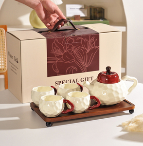 Creative Orange Shaped Ceramic Teapot and <b>Cup</b> <b>Set</b> Cute Apple Porcelain Tea <b>Set</b> with Tray - Product Image 6