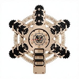 Cross-border New 3D Wooden Educational Assembled DIY Creative Calendar Wall Clock Puzzle Toys for Ages 0-24 Months