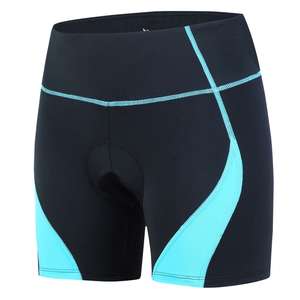 Shorts de cyclisme personnalisés pour femmes, rembourrés, color-block, anti-humidité, avec impression silicone, en Spandex et Polyester, coupe ajustée, longueur courte, pour le vélo - Product Image 1