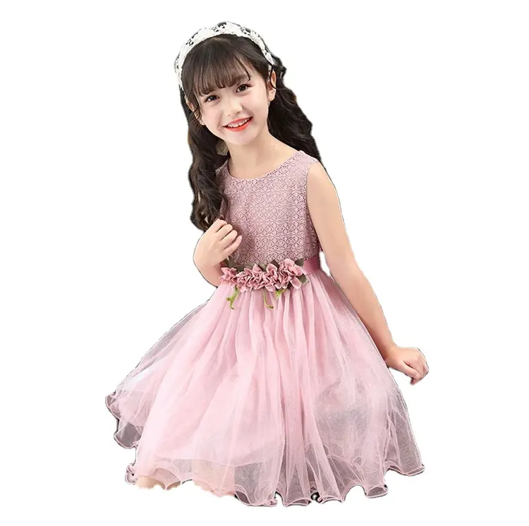 Direct Buy China Best Wholesale Websites Tulle Layered Pink Baby Girl A Lace Children Wedding Dress Flower Girls