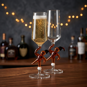 Flûte à champagne / Verre à toast en borosilicate fait main de 290 ml avec logo personnalisé pour cadeaux d'entreprise et kits de bienvenue promotionnels - Product Image 4