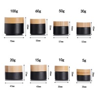Emballage cosmétique 5g 10g 15g 20g 30g 50g 100g, pot en verre noir mat pour crème cosmétique avec couvercle à vis en aluminium noir et bambou