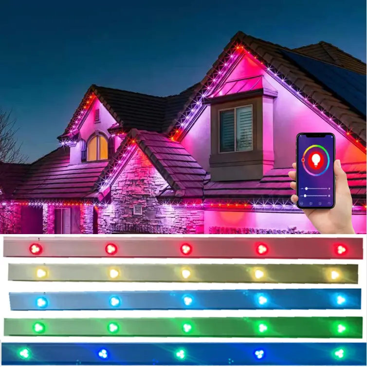 Holiday Festival Decoration permanent Outdoor ip68 Music mode wifi Control LED RGBW colorful 360 String Light led pixel light