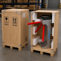 Tourniquet trépied LED bleu avec bras rouge en acier inoxydable, système de contrôle d'accès piétonnier avec lecteur de carte pour entrée de métro