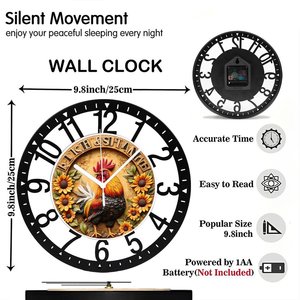 25cm Round Iron <strong>Clock</strong> Featuring a <strong>Lock</strong> and Key Icon - Product Image 2