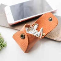 Sac de rangement en Faux cuir, mini sac de rangement Portable pour écouteurs pochette Gadget porte-casque sans fil, étui avec attache à pression
