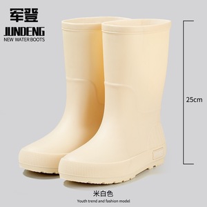 Sepatu bot air dewasa High-top wanita, sepatu bot hujan pakaian luar modis panjang tebal tahan air dan Anti selip 2025