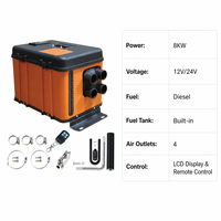 8KW 12V Araç İçi Dizel Park Isıtıcısı Hepsi Bir Arada, Dahili Yakıt Deposu, LCD Ekran ve Uzaktan Kumanda ile Kamyon, Karavan ve Kamp Aracı için