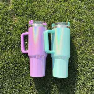 Blank Sublimationoutdoor Rainbow Stainless Steel Travel <b>Mug</b> Ombre Gradient 40Oz Shimmer Glitter <b>Mugs</b> Tumbler - Product Image 2