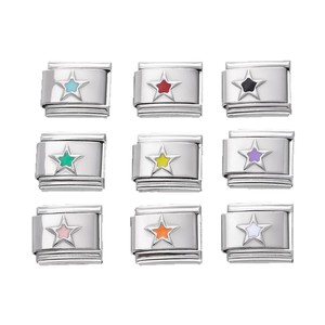 Star Modular Charm Link | 18K PVD Stainless Steel Square Italian <b>Bracelet</b> <b>Bead</b> for DIY Jewelry <b>Making</b> Accessories - Product Image 5
