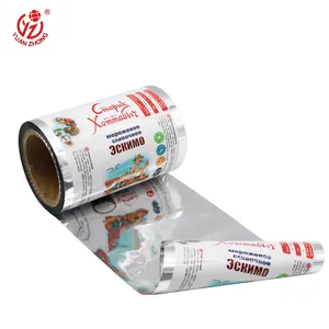 Película de embalaje de plástico PET con impresión personalizada de grado alimenticio de fábrica de Yuanzhong, Material de embalaje de alimentos para paletas de hielo/paletas
