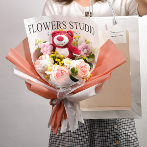 Bouquet de fleurs en laine tricotée à la main, cadeau d'anniversaire pour <span class=keywords><strong>petite</strong></span> amie, tournesol tricoté, <span class=keywords><strong>fleur</strong></span> au crochet, <span class=keywords><strong>fleur</strong></span> artificielle, origine non spécifiée - Product Image 3