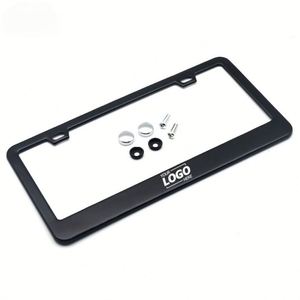 Cadre de plaque d'immatriculation en aluminium mat personnalisé avec embouts à vis, supports de plaques d'immatriculation noirs pour véhicules américains - Product Image 1