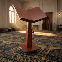 Support de Coran en bois réglable de qualité supérieure avec roulettes, support de livre mobile Rehal pour la lecture, les prières, les conférences et l'utilisation en mosquée