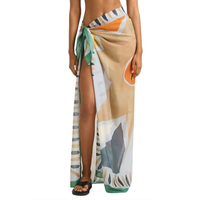 Fabricante OEM de Sarongs de Malla Transparente de Alta Calidad para Mujer, Traje de Baño, Pareo de Playa Personalizado, Estilo Hawaiano