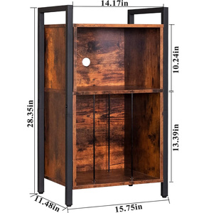 <span class=keywords><strong>Meuble</strong></span> de rangement moderne en métal et bois pour disques vinyles, support de platine pour salon, chambre et maison - Product Image 3
