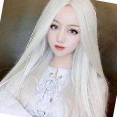 Bianco capelli lunghi lisci estensione Mnet formato controllo pizzo di alta qualità resistente al calore fibra sintetica 24 pollici stratificato stile - Product Image 1