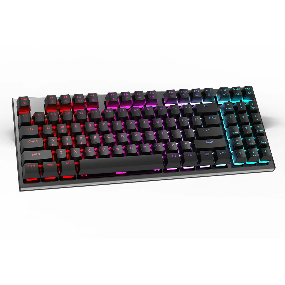 2023 OEM RGB Hintergrund beleuchtung Gaming Mechanische Tastatur Für PC Gamer 92 Tasten Wired Gaming Mechanical mit Multimedia-Tasten