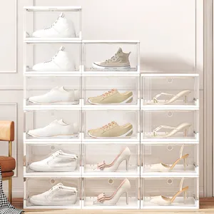 Stackable xách tay gấp hộp lưu trữ Sneaker lưu trữ rõ ràng từ nhựa hộp giày hiển thị lưu trữ giá giày