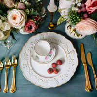 XiangJin Assiettes de dîner en plastique blanc de luxe écologiques de 330mm Vaisselle de cuisine d'hôtel de haute qualité Pack de conception de mariage