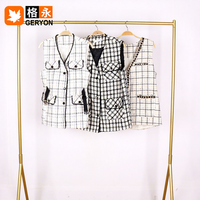 Jaket Vest Rok Tweed Bekas Prancis untuk Wanita Ukuran Campur Geryon Vintage Pakaian Bekas Grosir