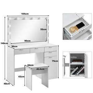 Modern makyaj vanity masası soyunma masa seti dresser aynalı masalar beyaz soyunma masa tasarımları yatak odası - Product Image 5