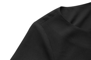 Abito Lungo Dritto da Donna Taglie Forti alla Moda, Nero Blu Navy, con Colletto, Due Spacchi Laterali Anteriori e Cerniera Centrale Posteriore, per l'Estate - Product Image 4